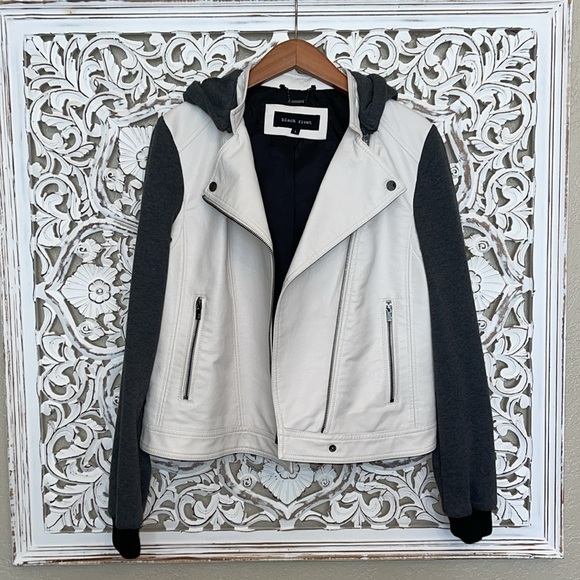 black rivet Moto jacket faux leather L - Picture 4 of 8